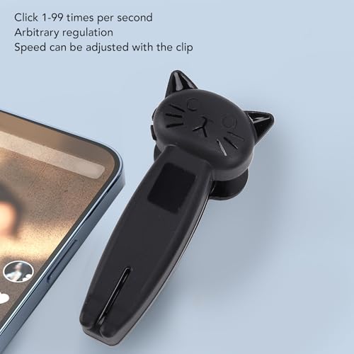 Cat Shaped Control Page Turner, 10m Remote Camera Video Record & Shutter Selfie, 1 to 99 Clicks Per Second Page Turner Clicker, Cute Design Ideal Gift. (Black) Black