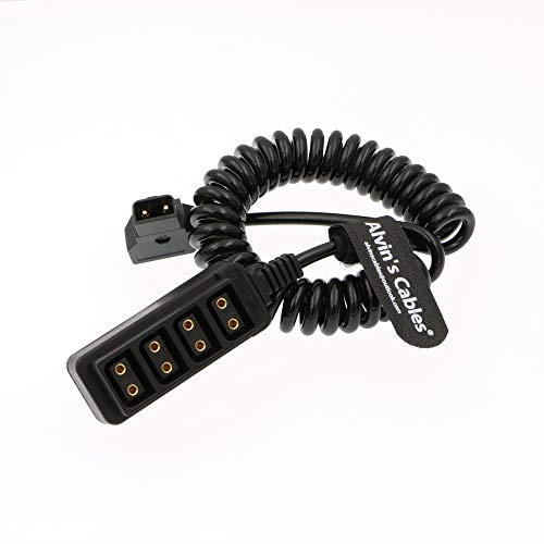 Alvin's Cables 4 Port D Tap to D Tap Male Female Coiled Splitter Cable for Anton Bauer V Mount Battery