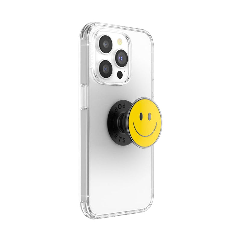 PopSockets Phone Grip with Expanding Kickstand, Enamel Graphic - Be Happy Adhesive