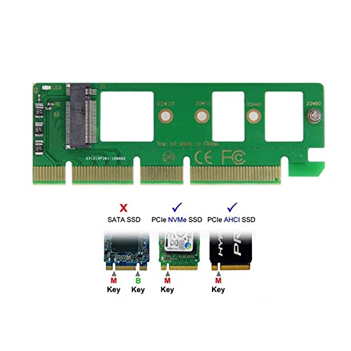 NFHK NGFF M-Key NVME AHCI SSD to PCI-E 3.0 16x x16 Vertical Adapter with Cable Male to Female Extension
