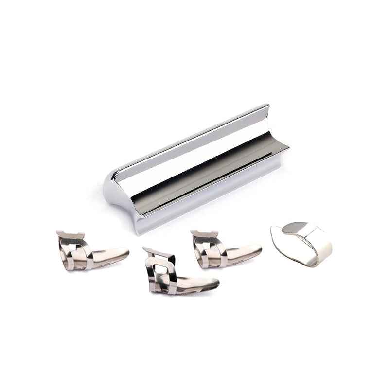 Alnicov Guitar Slide Steel Stainless Tone Bar for Hawaiian Guitar Lap Steel Guitar, Electric Guitar with Metal Thumb Finger Picks Plectrums?Chrome