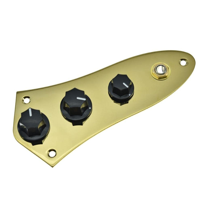 KAISH Fully Loaded Control Plate Pre-Wired Control Plate with Wiring Harness for Jazz J Bass Cold Gold