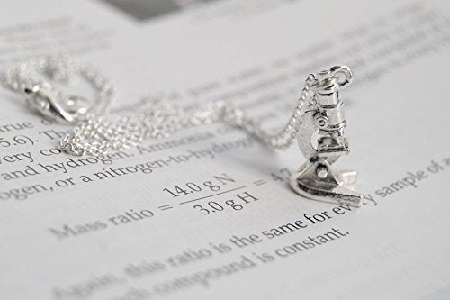 [AUSTRALIA] - Enchanted Leaves - Tiny Silver Microscope Necklace - Cute Laboratory Science Gift | Microscope Charm Necklace 