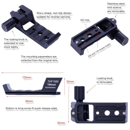 iShoot Tripod Mount Ring Base Lens Collar Foot Support Compatible with Fuji XF 150-600mm F5.6-8 R LM OIS WR, XF 500mm F5.6 R LM OIS WR & GF 500mm F5.6 R LM OIS WR, Arca-Swiss Fit Quick Release Plate