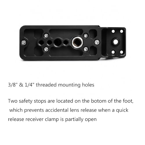 ZZQ&CCF Replacement Lens Foot for Sony FE 400-800mm F6.3-8 G OSS Lens (SEL400800G), Arca-Swiss Dovetail Tripod Collar Foot with QD Socket, 1/4" & 3/8" Threads, CNC Aluminum Low-Profile Base (Black) Black