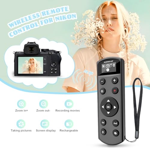 Remote Control for Nikon Camera, USB-C Rechargeable Wireless Shutter Black Display Remote Control for Nikon