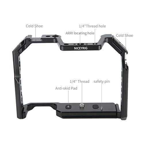 NICEYRIG Camera Cage for Canon 80D 90D 70D, with NATO Rail Cold Shoe and 1/4 3/8 Locating Hole - 371