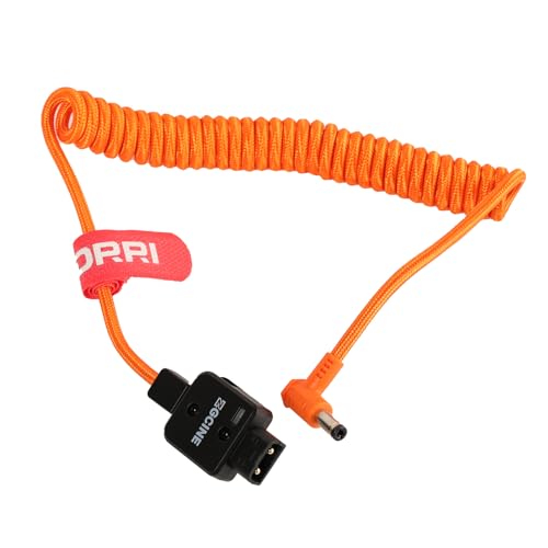 180°Rotatable Tap to 5.5 x 2.5mm DC Braided Power Coiled Cable for Amaran 60ds 60xs Atomos Ninja V Monitor,Feelworld Monitor, Hollyland Mars LED Lights dtap-2.5DC Coiled