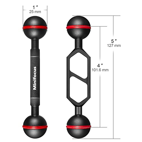 MINIFOCUS 4PCS Underwater Camera Buoyancy Kits & 4" Double Ball Aluminum Alloy Extension Arm