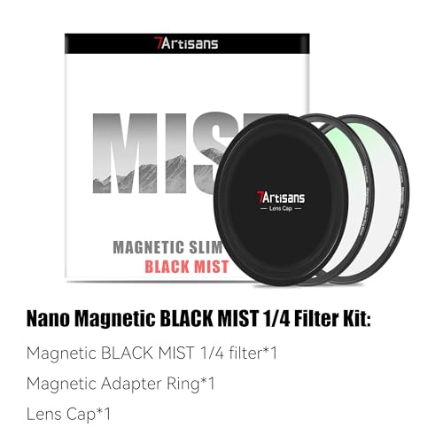 7artisans Nano Magnetic Filter UV Filter ND Light Reduction Filter/CPL Polarization Filter/GND Gradient Filter/Black Mist 1/4 Portrait Photography Filter Suitable for Lens(72mm Black Mist 1/4) 72mm Magnetic BLACK MIST 1/4