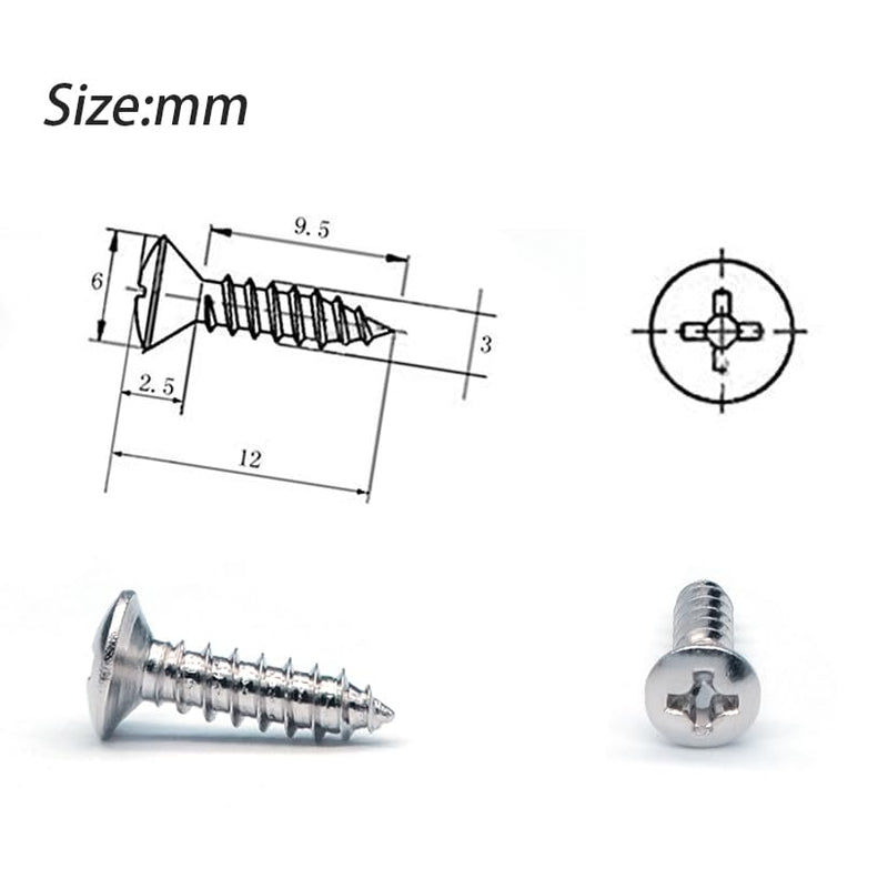 3MM Electric Guitar Bass Pickguard Screws Pick Guards Scratch Plate Mounting Screws for Fender Strat ST Tele TL Stratocaster Telecaster Gibson LP Les Paul SG Guitar Pack of 50 (Chrome) Chrome