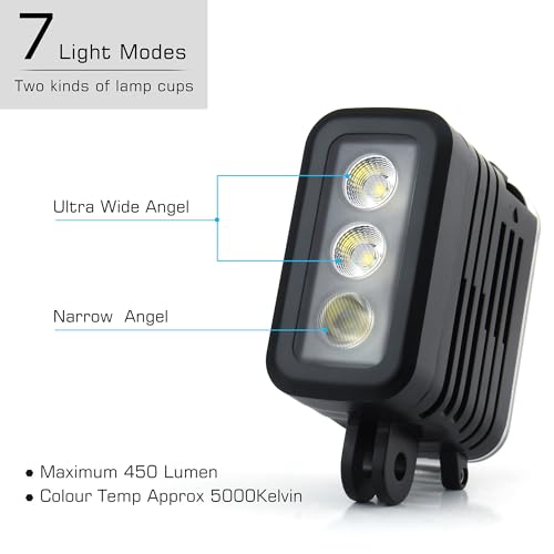 GEPULY Underwater Light Dive Light for GoPro DJI Insta360 Action Cameras