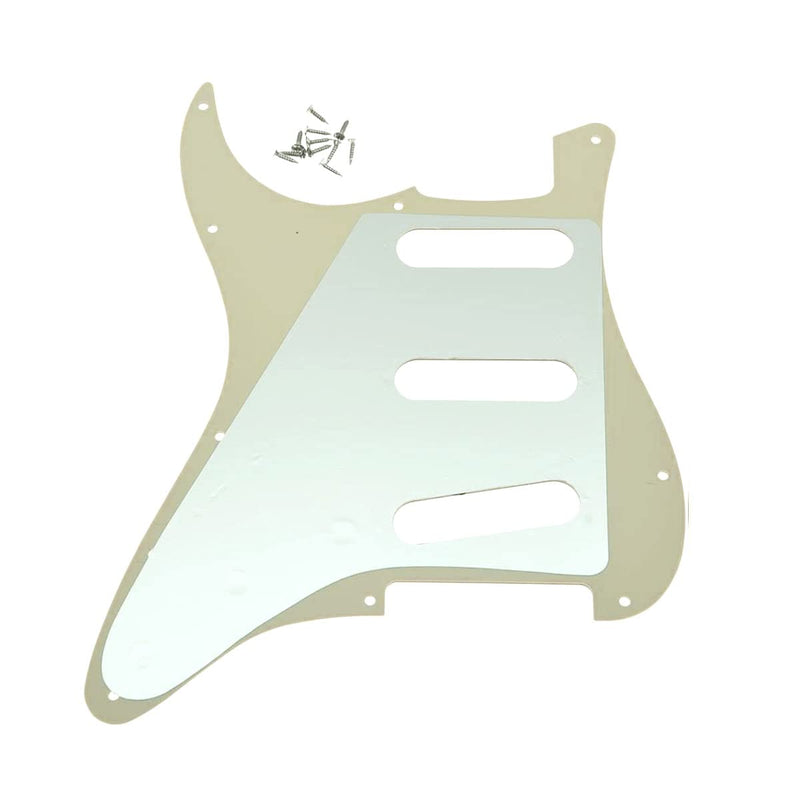 [AUSTRALIA] - Dopro 11 Hole Vintage 62 Strat ST SSS Single Coil Pickups Guitar Pickguard Scratch Plate with Screws for American FD 62 Stratocaster Aged White 3 Ply 