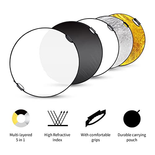 Selens 32 in Reflector Photography, Collapsible Light Reflector 32 Inch