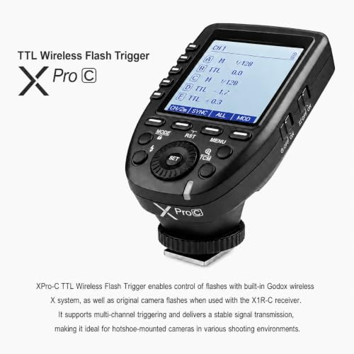Godox XproC Xpro-C TTL Wireless Flash Trigger for Canon, 1/8000s HSS Xpro-C TLL