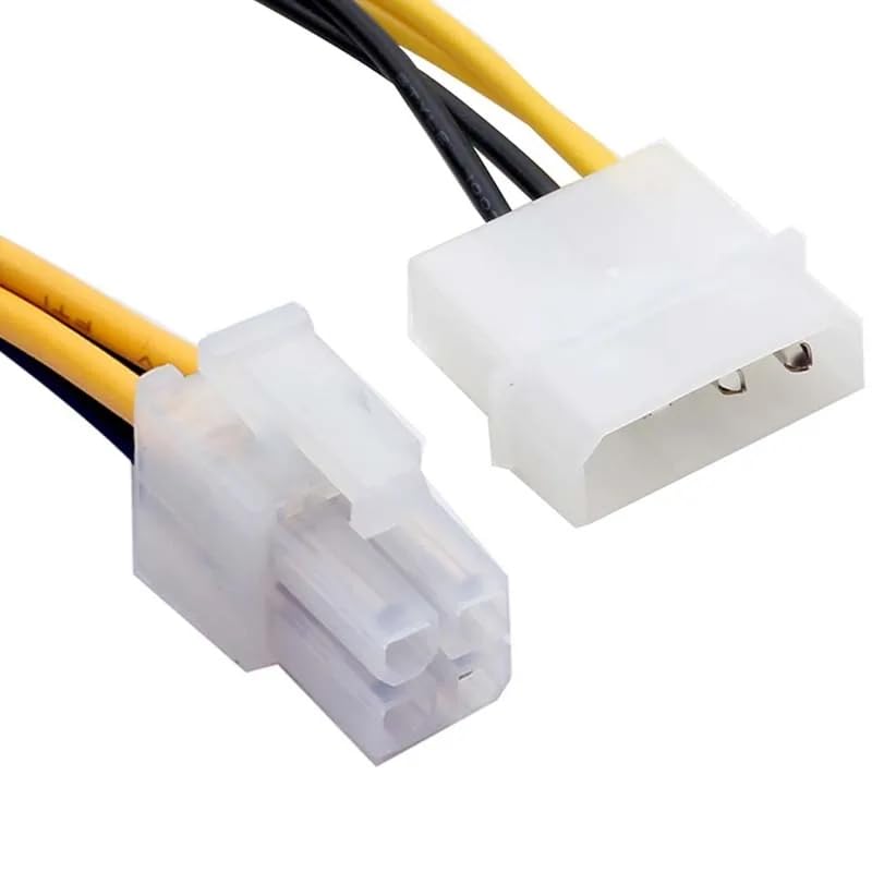 3-Pack LP4 Molex Male to ATX 4 pin Male Auxiliary Power Adapter Cable 9.5-inch (24cm), Black