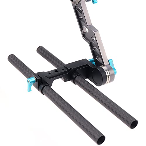 FocusFoto 15mm Carbon Fiber Rods 40cm/16inch Length for 15mm Rod Rail Support System DSLR Camera Rig (Pack of 2) Length 40cm/16inch Diameter 15mm