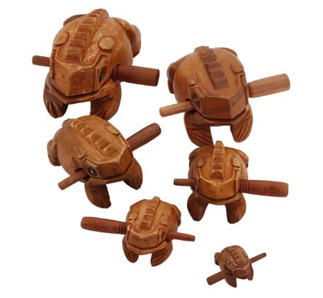 GLOGLOW Wooden Frog Guiro Rasp, Thailand Traditional Craft Musical Instrument Tone Block (12.7CM/5Inch)