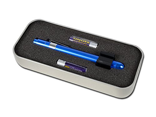 Gima - Delta Professional Blue LED Pen Light with Tongue Depressors Holder (Tongue Depressors Not Included) Supplied in Aluminium Box With tongue depressor holder