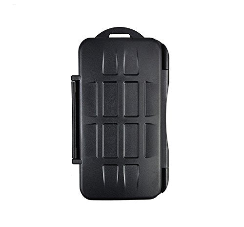 JJC MC-SD12 Ruggard SD Card Case, Shockproof SD Card Case, Water-Resistant SD Card Case, Rubber Sealed Ergonomic Locking Easy Carrying Memory Card Case Fits 12 SD Cards Black