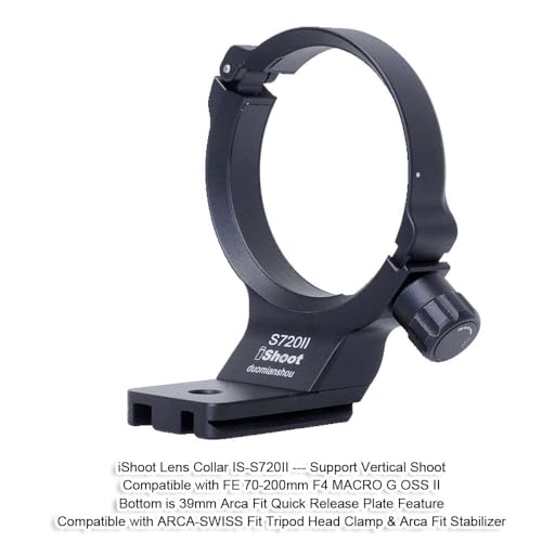 iShoot Tripod Mount Ring Lens Collar Compatible with Sony FE 70-200mm F/4 Macro G OSS II, Lens Support Holder Bracket Bottom Arca-Swiss Fit Quick Release Plate for Arca Clamp Head & Stabilizer