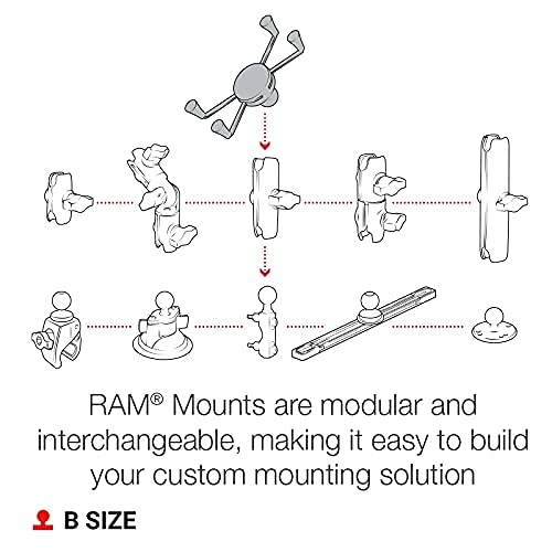 RAM MOUNTS X-Grip Large Phone Holder with B Size 1" Ball Mount | Universal holder for large smartphones, compatible with RAM Mounts mounting systems Large Phones