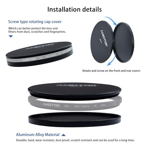 86mm Metal Lens Filter Caps,Compatible All 86mm Camera Lens FiltersFilter Accessory(UV,CPL,ND,Threaded Lens),Ultra Precision CNC Machine Tools Produce.