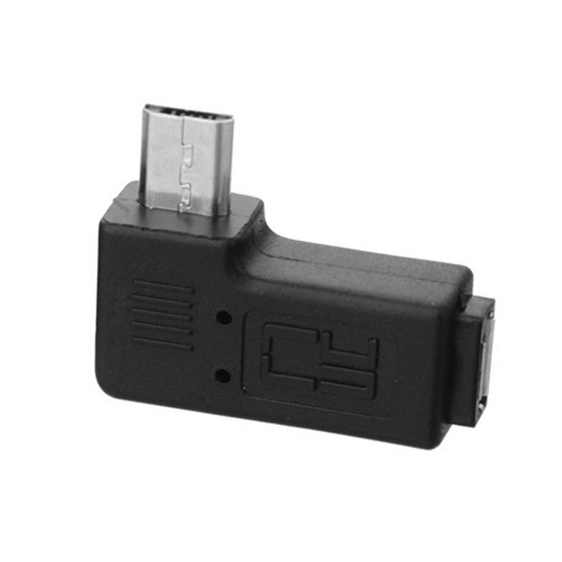 JSER 90 Degree Left Angled Micro USB 2.0 5P Male to Female M to F Extension Adapter
