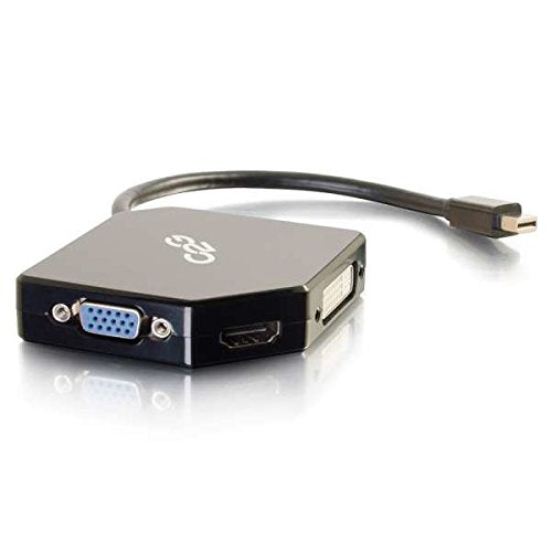 C2G Legrand Mini DisplayPort Adapter, DisplayPort to HDMI/VGA/DVI Adapter, 4K Displayport Adapter, Male to Female Adapter Converter, Black Digital Display Adapter, 1 Count, C2G 54341