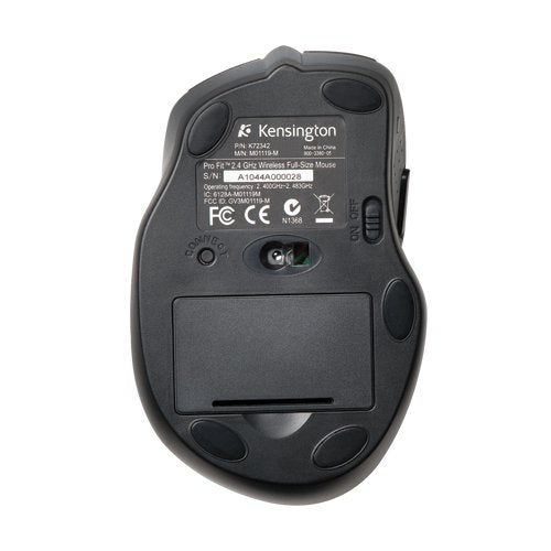 Kensington Pro Fit Full-Size Wireless Mouse (K72370US),Black/Silver