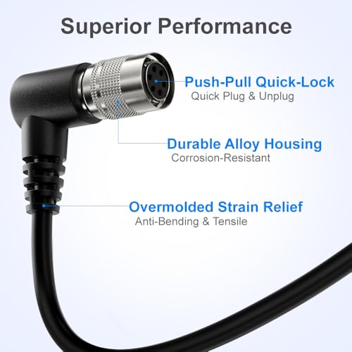 Alvin's Cables HR10A-7P-6S Hirose 6 Pin Female to Open End Power I/O Cable for Sony CCD, Basler, Keyence, Cognex, Baumer, Hikvision Industrial Camera, High Flex Shielded B-Type 6.6ft/2m Right angle 6 Pin B-Type