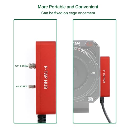 Alvin's Cables D-tap Splitter P-Tap HUB Cable Dtap Male to 3 Port D tap Female Splitter Cable with Screw Threads for ARRI RED Z CAM Cameras TILTA Steadicam IDX V-Mount Battery 50cm/19.7in red