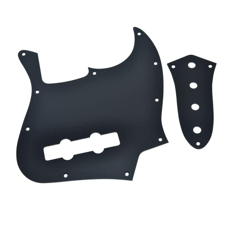 Dopro Aluminum Anodized 10-Hole 4 String Jazz J Bass Pickguard Metal JB Control Plate and Screws for American/Mexican FD Jazz Bass Black Pickguard with Control Plate