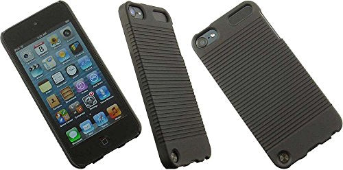 Case with Clip for iPod Touch 7/6/5, Nakedcellphone Black Ribbed Hard Cover and Belt Hip Holster Holder Combo with Stand for Apple iPod Touch 7th 6th 5th Generation
