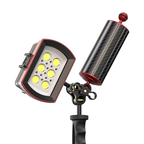 Carbon Fiber Underwater Float Arm with Dual Ball Mounts for Photography and Video, Compatible with Diving Trays, Video Lights, Strobes (red, 60mm8') 60mm8' red