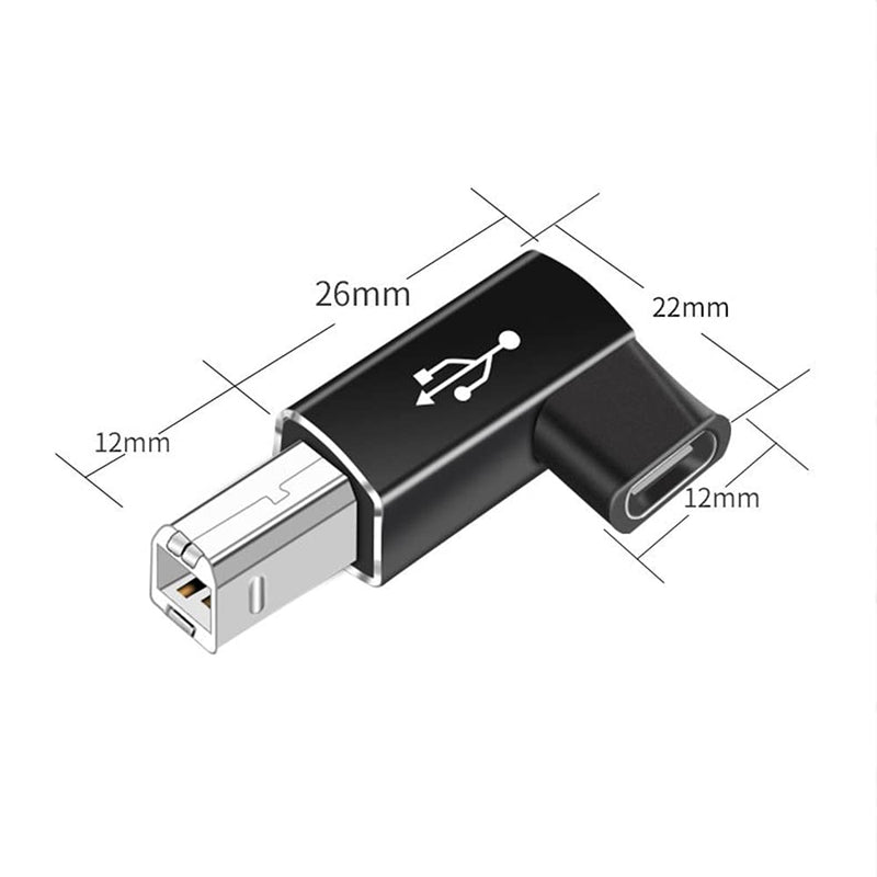 USB C Female to Midi 90 Degree Adapter, 2Pack Right and Left Female USB C to Male USB B Printer Adapter, Compatible with Printers, MIDI, Eectric Pianos, Synthesizers, USB Microphones