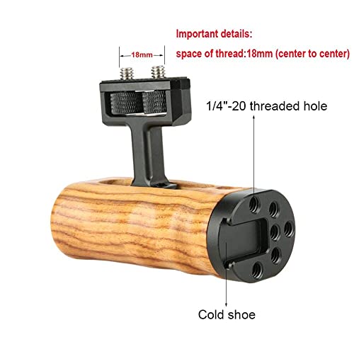 NICEYRIG Universal Side Wooden Handle Handgrip with Cold Shoe for DSLR Cage
