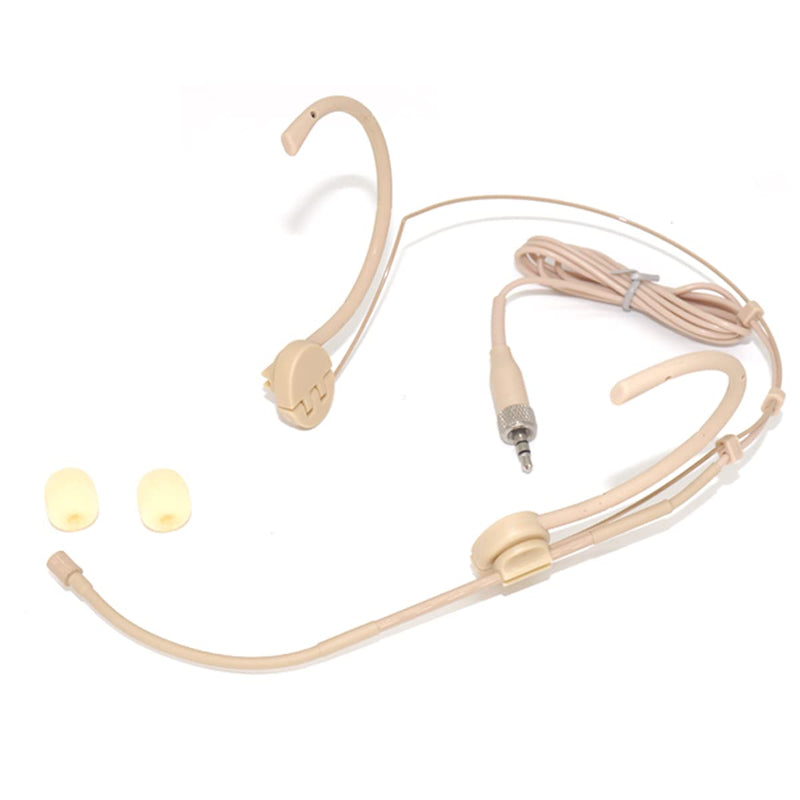 Foldable Headset Microphone Condenser Omnidirectional Double Over Ear Earset Headworn Mic Compatible with Sennheiser Wireless System Bodypack Transmitter with 1.2m Cable 3.5mm Female Screw Plug