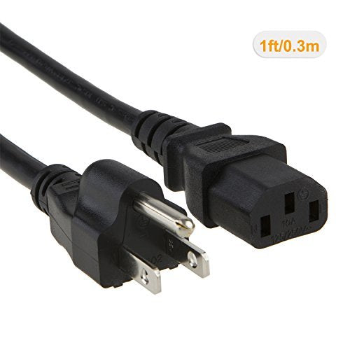 CableCreation [2-Pack] 1 Feet 18 AWG Universal Power Cord for NEMA 5-15P to IEC320C13 Cable, 0.3M / Black
