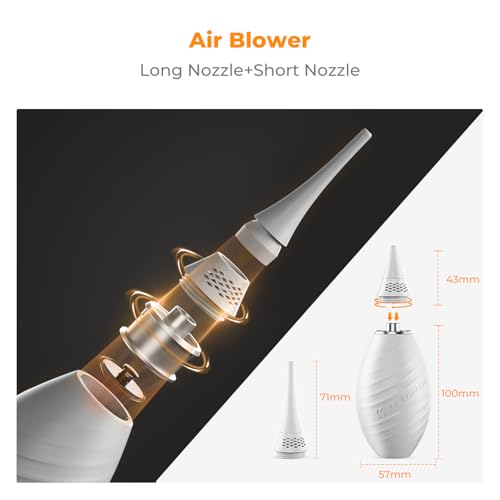 K&F CONCEPT Camera Air Blower, with Long Nozzle/Short Nozzle Switch Design Lange /Kurze Düse Weiß