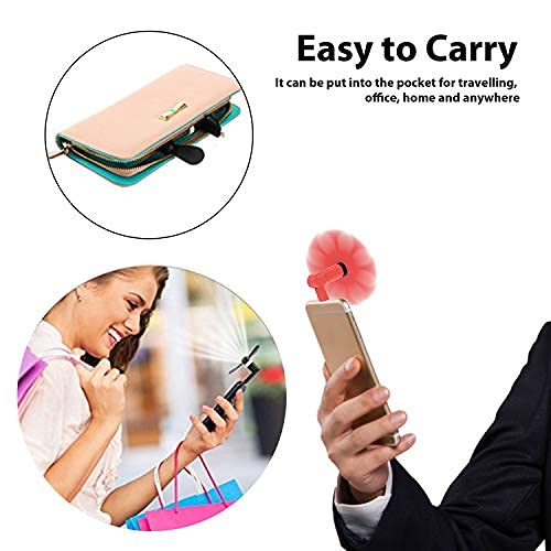 Genuie Fan for iPhone(2 packs) , Mini Fan with 180 Rotating, Strong Wind, Lightweight Compatible for iPhone, iPad, iPod and Any Lighting Devices. Upgraded Version (Black and Rose Red)
