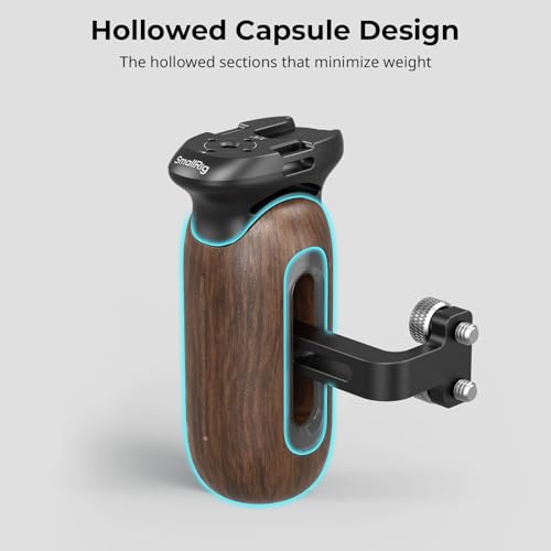 SmallRig Wooden Side Handle for Camera Cages with 1/4"-20 Threaded Holes, Left or Right Side Ergonomic Handgrip, 28mm / 1.1in Vertical Adjustment, 15kg / 33.1lb Load Capacity with 1/4"-20 Screws