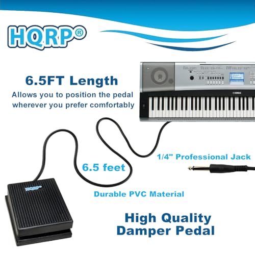 HQRP Sustain Pedal Foot Switch Style and HQRP Elastic Dust Cover compatible with Yamaha DGX-230 EZ-220 Keyboards