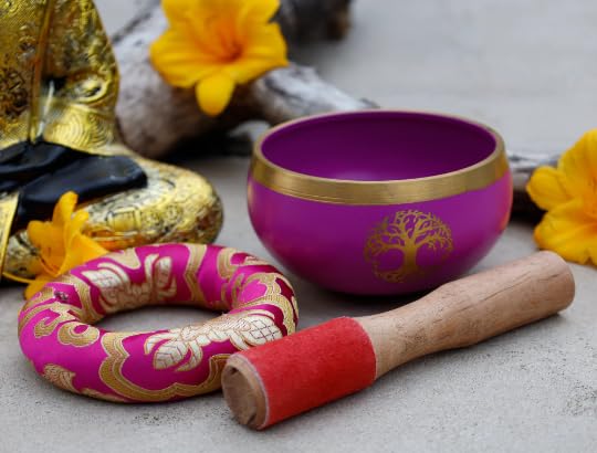 [AUSTRALIA] - Tree Of Life Singing Bowl Complete Set ~ For Meditation, Yoga, Spiritual Healing and Mindfulness (Pink) Pink 