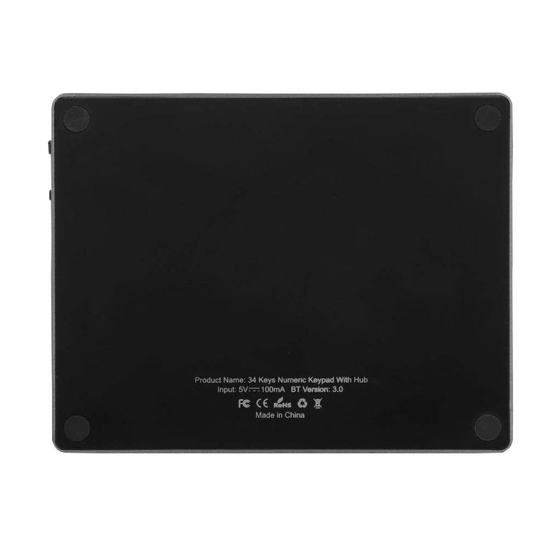 Wired/Bluetooth Numeric Keypad, Portable Wireless Bluetooth 34-Key External Number Pad with 2 USB 3.0 Interface for Computer Laptop Windows, OS, Android(Black) Black