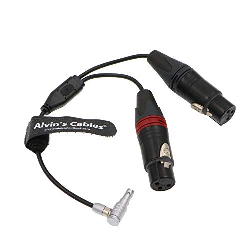 Alvin's Cables Right Angle 5 Pin Male to Two XLR 3 Pin Female Audio Input Cable for Z CAM E2 Camera