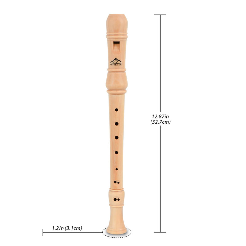 Eastrock Soprano Recorder German fingering C Key Beginners Recorder Instrument for Adults, 3 Piece Recorder With Hard Case（Maple Wood） 3 piece German Style