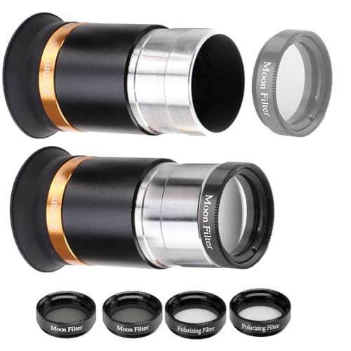 62° Aspheric Eyepiece Set, 1.25-Inch, 5X Barlow & Filters Telescope Optics Set – 62° Eyepiece & 5X Barlow