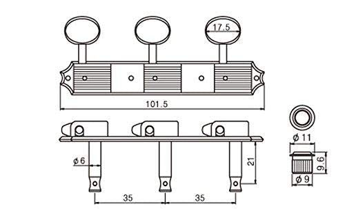[AUSTRALIA] - KAISH Nickel w/Aged White 3 per side 3x3 on a Plate Vintage Guitar Tuning Keys Tuners 3L3R Nickel with Ivory Button 