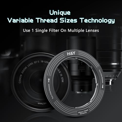 H&Y RevoRing Adjustable 52-72mm to 77mm Step Up Ring for Filters | 52-72mm to 77mm Variable Step Up Ring, Secure Turn-Hold Lock, Lens Filter Adapter Ring, Aluminum, Titanium Gray Dark Gray